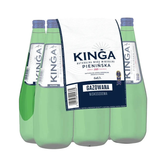 12x Kinga Pienińska woda mineralna gazowana Zielona 0,7 l