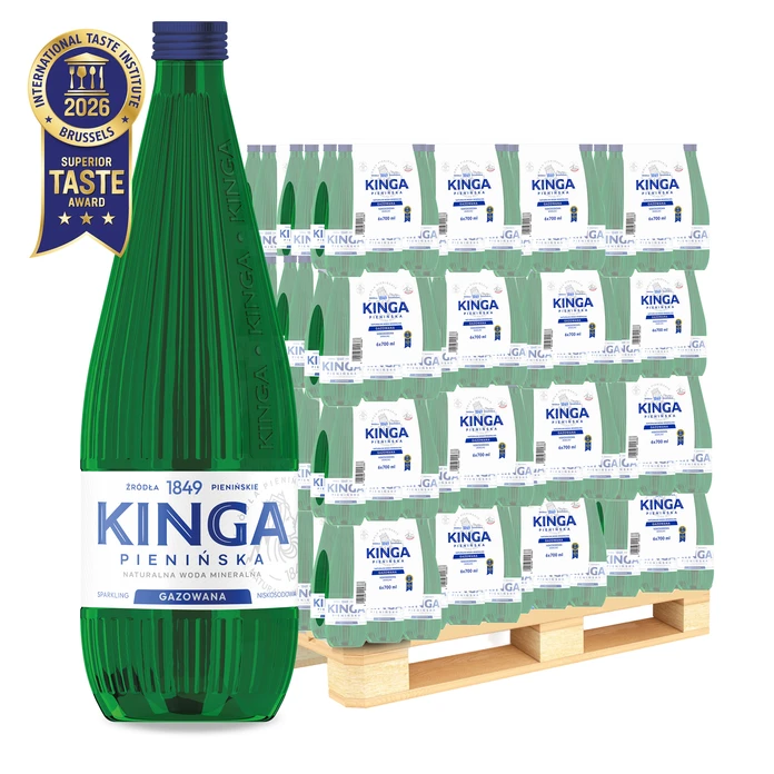 756x Kinga Pienińska woda mineralna gazowana Zielona 0,7 l (cała paleta)