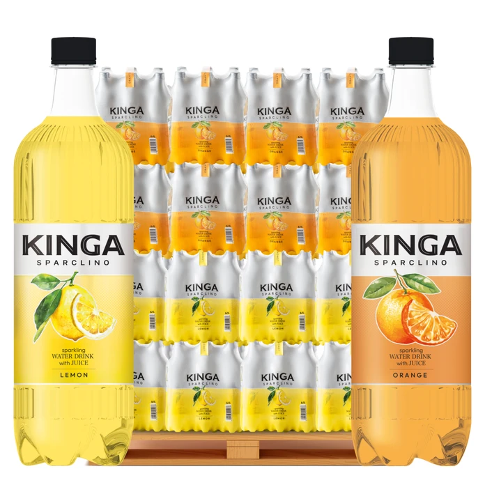 600x Kinga Sparclino Water Drink cytryna + pomarańcza 1 l (cała paleta)