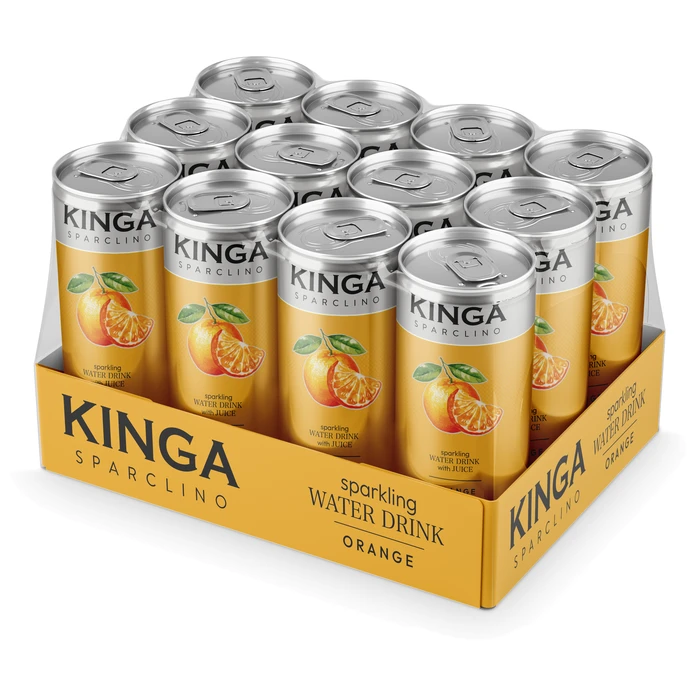 12x Kinga Sparclino Water Drink pomarańcza 250 ml puszka