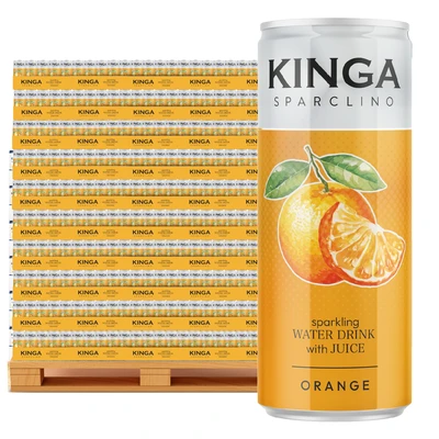 2880x Kinga Sparclino Water Drink pomarańcza 250 ml puszka (cała paleta)