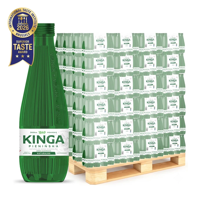 1512x Kinga Pienińska woda mineralna naturalna Zielona szklana butelka 0,33 l (cała paleta)