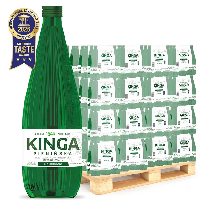 750x Kinga Pienińska woda mineralna naturalna Zielona szklana butelka 0,7 l (cała paleta)